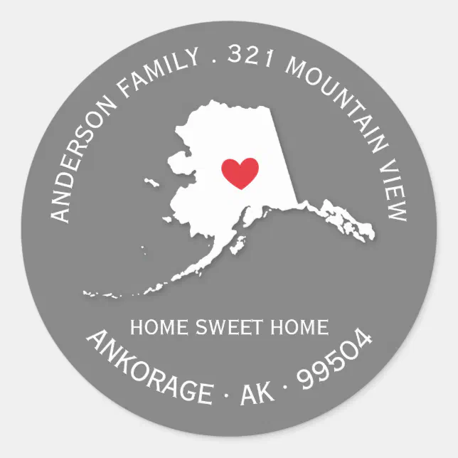 ALASKA State New Home Address Label Sticker Zazzle