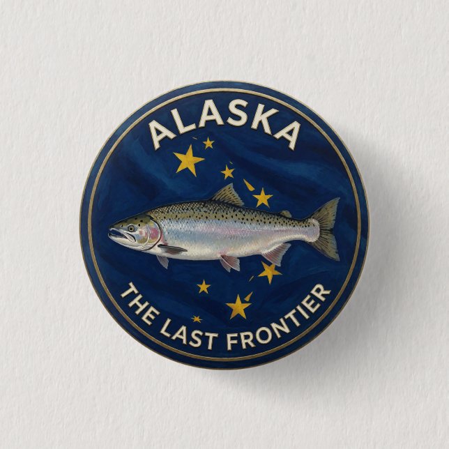 Alaska State Pride 🐋 Blue Ocean Imagery Button (Front)