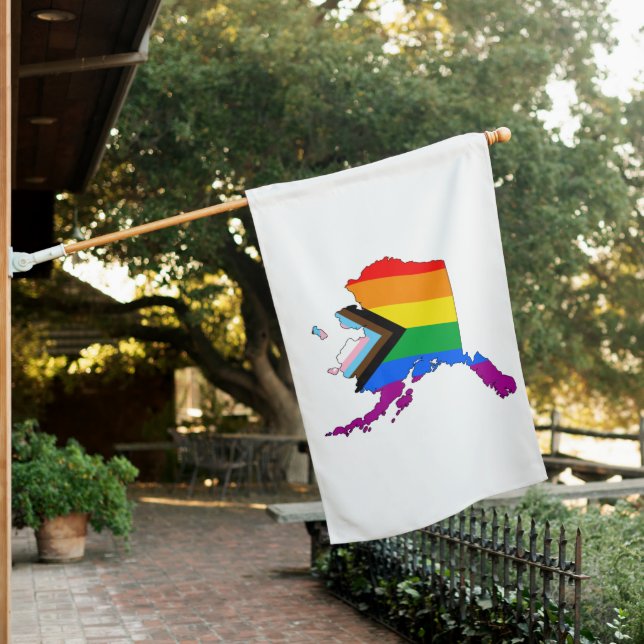 Alaska State Pride LGBTQ Progress Pride House Flag (In SItu)