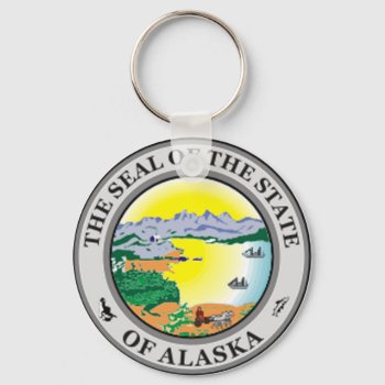 Alaska State Seal Keychain by slowtownemarketplace at Zazzle
