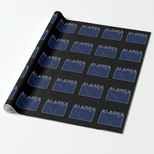 Alaska State Text Flag Wrapping Paper