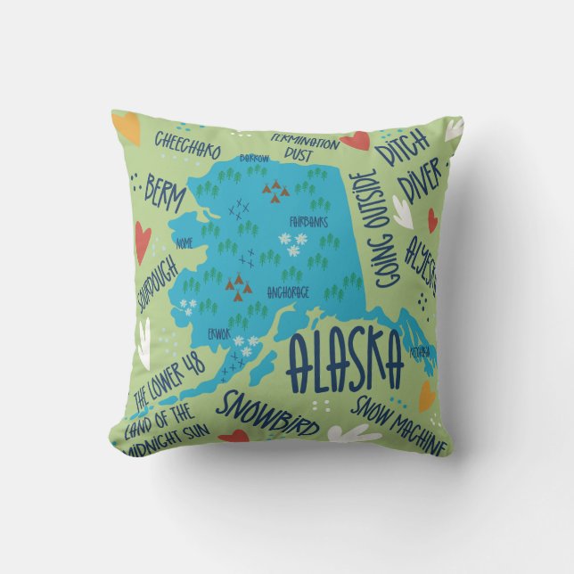 Alaska State Throw Pillow (Front)