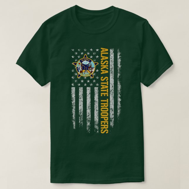 Alaska State Troopers American Flag  T-Shirt (Design Front)