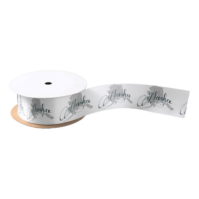 Alaska State Typography Satin Ribbon (Spool)