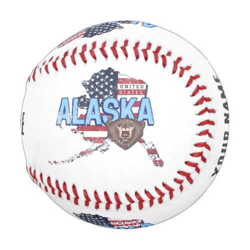 Alaska State United States Map Vintage USA Baseball