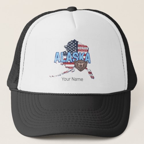 Alaska State United States Map Vintage USA Trucker Hat