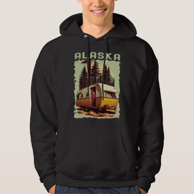 Alaska Sunset retro 70s vintage hiking camping Hoodie (Front)