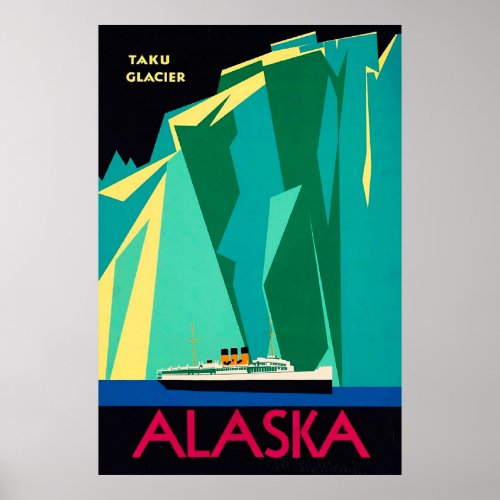 Alaska Taku Glacier Vintage Travel Poster