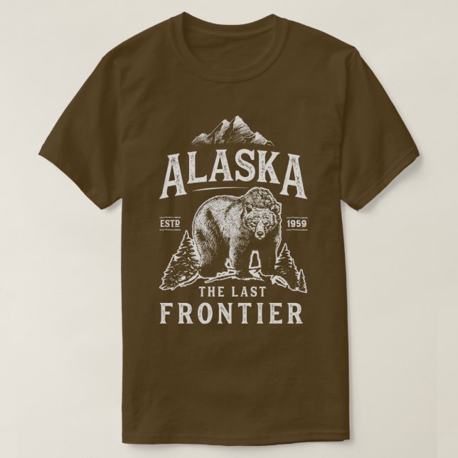 Alaska The Last Frontier Bear Home Men Women Vinta T-Shirt (Design Front)