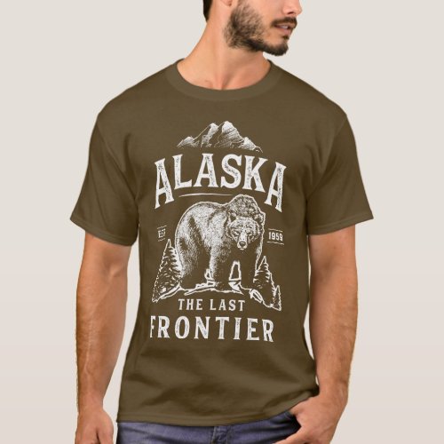 Alaska The Last Frontier Bear Home Men Women Vinta T_Shirt
