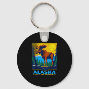 Alaska the last frontier moose wildlife travel keychain