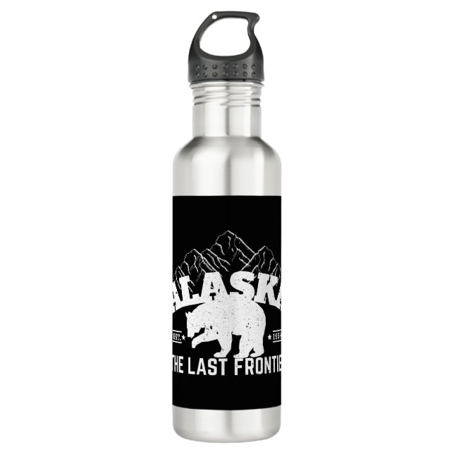 Alaska The Last Frontier Polar Bear Stainless Steel Water Bottle (Front)