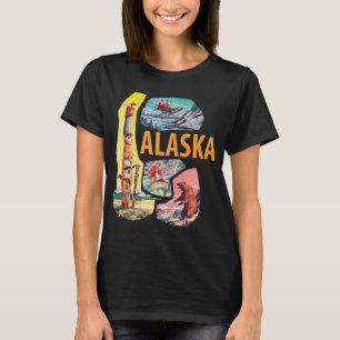 Alaska Totem Mountain Retro Travel T-Shirt