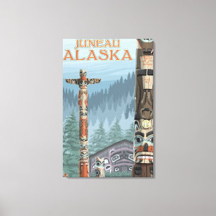 Alaska Totem Poles - Juneau, Alaska Canvas Print