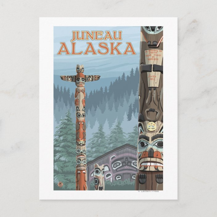 Alaska Totem Poles - Juneau, Alaska Postcard | Zazzle.com