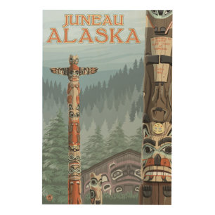 Alaska Totem Poles - Juneau, Alaska Wood Wall Decor
