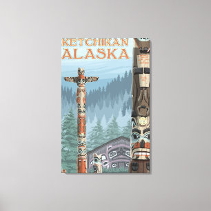 Alaska Totem Poles - Ketchikan, Alaska Canvas Print