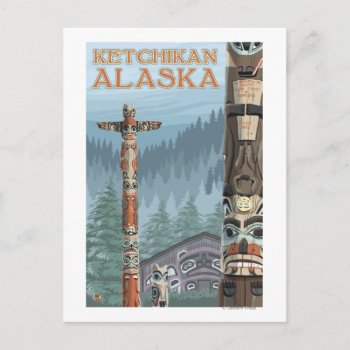 Alaska Totem Poles - Ketchikan  Alaska Postcard by LanternPress at Zazzle