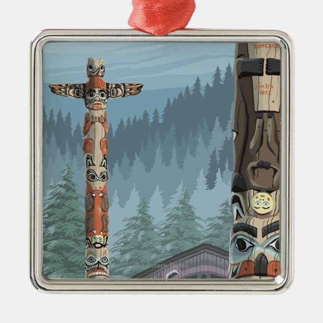 Alaska Totem Poles - Sitka, Alaska Metal Ornament (Front)