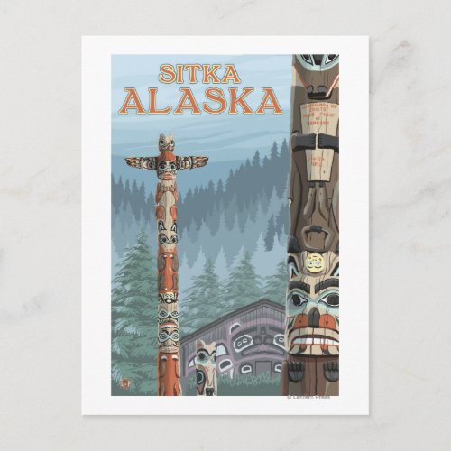 Alaska Totem Poles _ Sitka Alaska Postcard