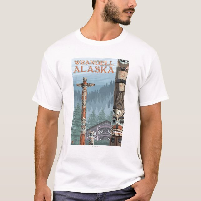 Alaska Totem Poles - Wrangell Alaska T-Shirt (Front)