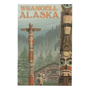 Alaska Totem Poles - Wrangell Alaska Wood Wall Decor