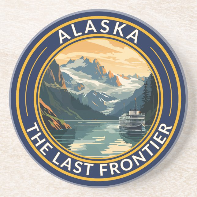 Alaska Travel Art Badge Coaster (Front)