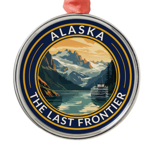 Alaska Travel Art Badge Metal Ornament