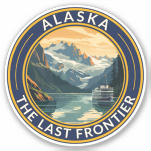 Alaska Travel Art Badge Sticker