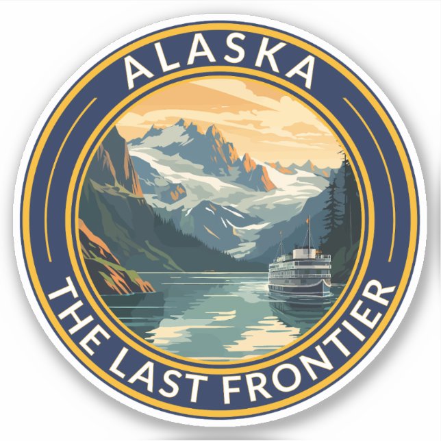 Alaska Travel Art Badge Sticker (Front)