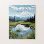 Alaska Travel Art Vintage Jigsaw Puzzle<br><div class="desc">Alaska retro vector travel design. This retro-style travel art,  with its blend of bold colors and vintage allure,  is designed to inspire a sense of adventure.</div>