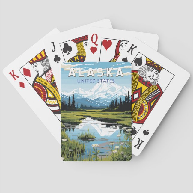 Alaska Travel Art Vintage Poker Cards (Back)