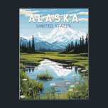 Alaska Travel Art Vintage Postcard<br><div class="desc">Alaska retro vector travel design. This retro-style travel art,  with its blend of bold colors and vintage allure,  is designed to inspire a sense of adventure.</div>