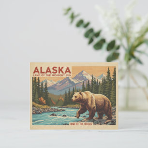 Alaska Travel Grizzly Bear Landscape Postcard