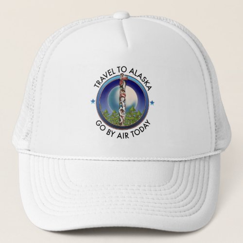 Alaska travel logo trucker hat