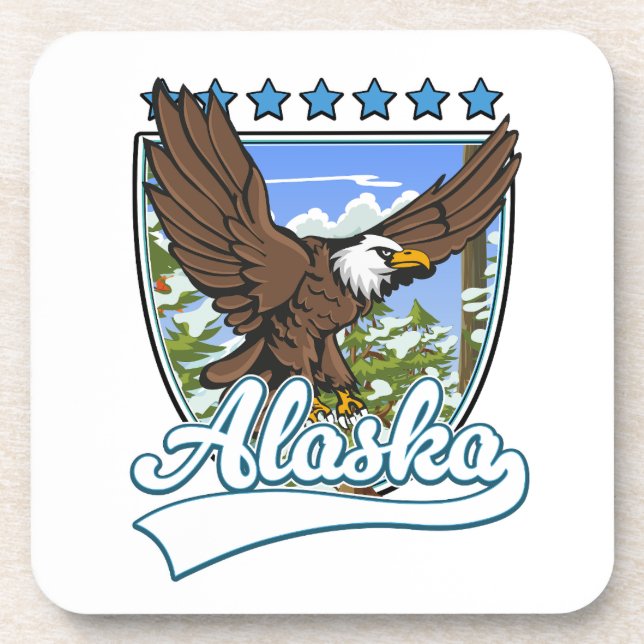 Alaska Travel Patch Beverage Coaster (Front)