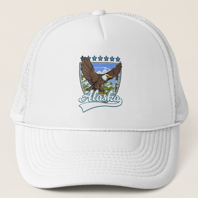 Alaska Travel Patch Trucker Hat (Front)