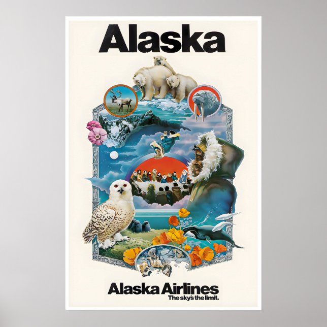 Alaska Travel Poster Alaskan Art Print (Front)