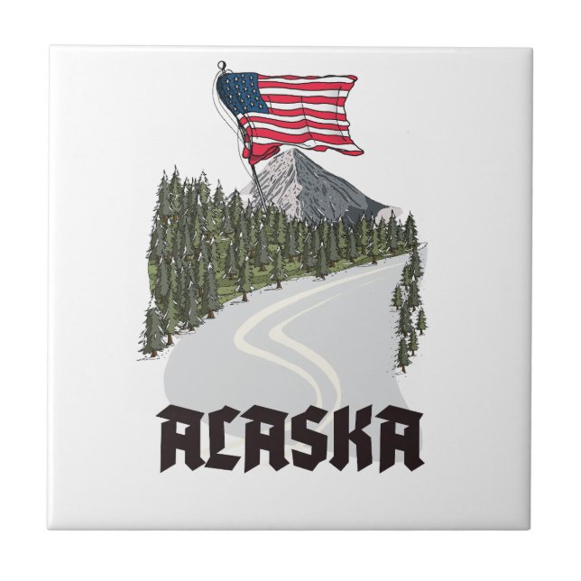 Alaska Travel Poster Ceramic Tile (Front)