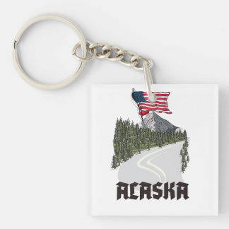 Alaska Travel Poster Keychain