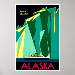 Alaska Travel Poster Taku Glacier Art Cruise Shi
