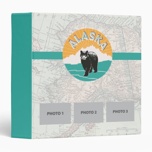 Alaska travel scrapbook with bear and map 3 ring binder