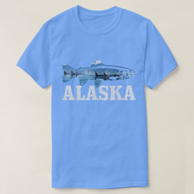Alaska Trout Salmon Fly Fishing Fish Orca Whale Na T-Shirt (Design Front)