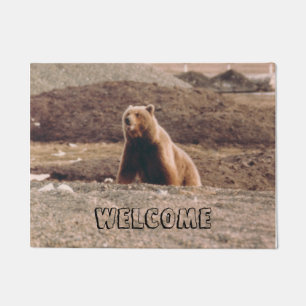 Alaska Tundra Grizzly Welcome Photo Printed Doormat