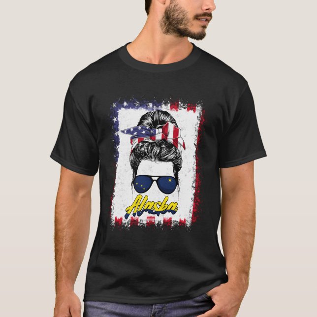 Alaska Us Flag United States American For T-Shirt (Front)