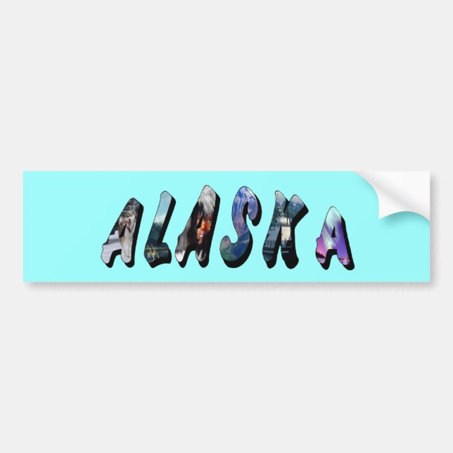 Alaska USA American Flag Travel Picture Quote Text Bumper Sticker (Front)