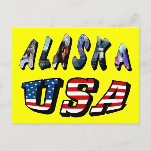 Alaska USA American Flag Travel Picture Quote Text Postcard
