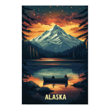 Alaska USA Art Vintage Illustration Travel