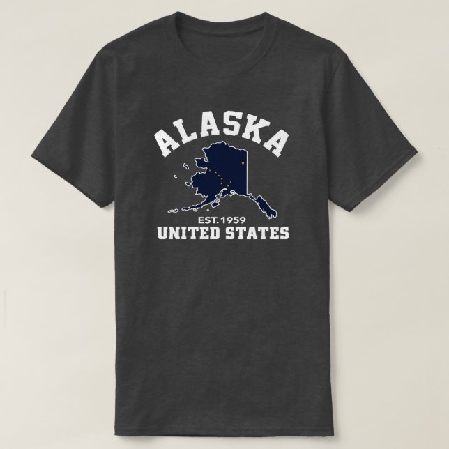 Alaska USA Est. 1959 Patriotic Flag T Shirt (Design Front)