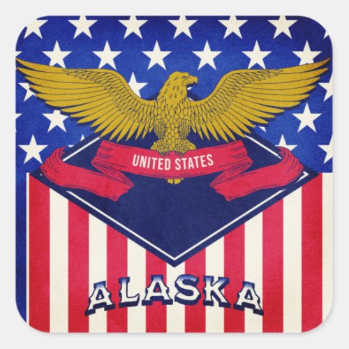 Alaska USA Flag  Square Sticker
